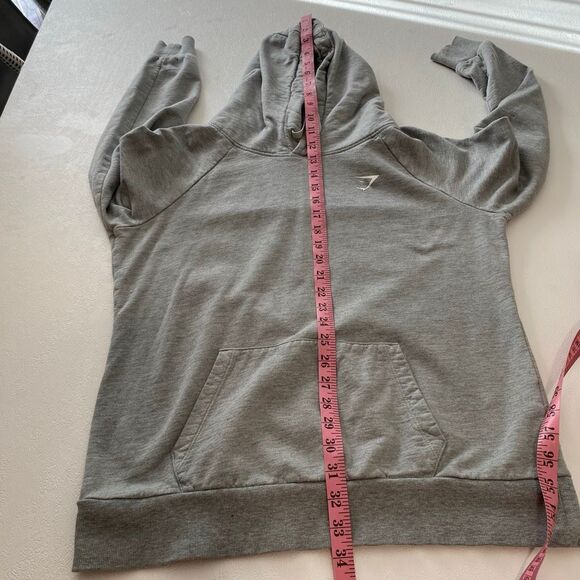 Gymshark Gray Fleece Lined Pullover Hoodie | Athletic Logo Sweatshirt Size M - Picture 6 of 6